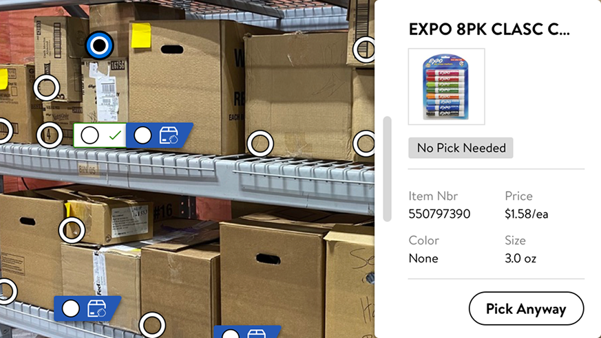 Final AR overlay: green/red markers, long-press detail state, and the simplified 3-step flow
